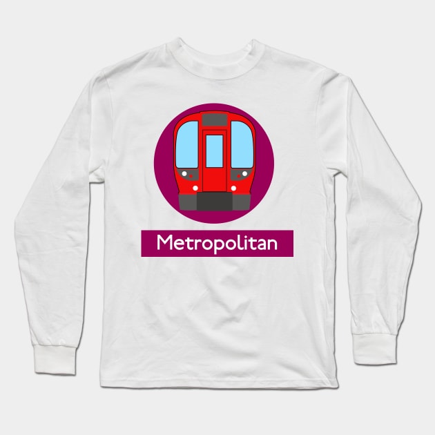 London Underground Subway Metropolitan Long Sleeve T-Shirt by 2createstuff